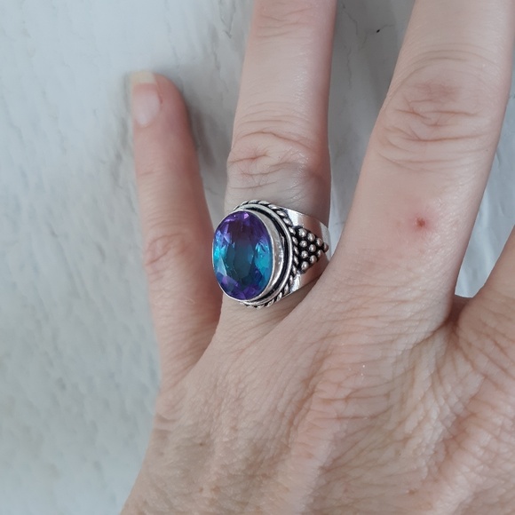 New Bi-Color Tourmaline 925 Silver Ring. - Picture 7 of 9